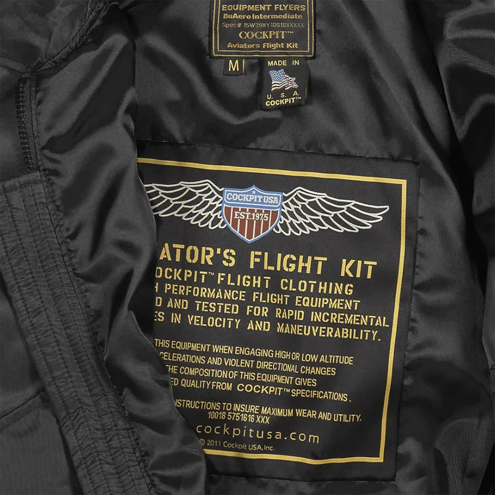 The flight kit label, in gold