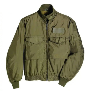 Front view of Cockpit USA WEP USN/USMC Jacket in olive green with flap pockets and Velcro name patch