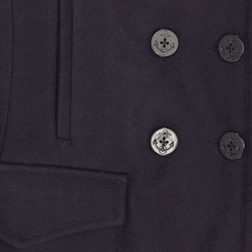 Anchor buttons on melton wool