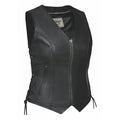 Mae - Womens Zippered Leather Motorcycle Vest