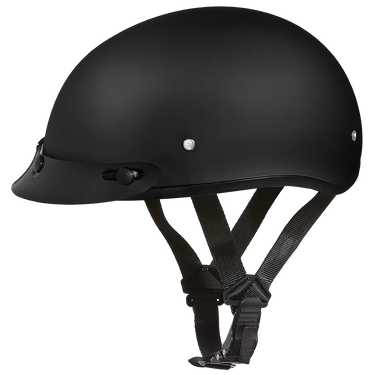 Daytona Skull Cap Half Shell Motorcycle Helmet - Beanie Style - Dull Black | DOT Approved