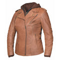 Dakota - Womens Tan Leather Motorcycle Jacket by UNIK Leather Co.