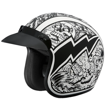 Daytona Cruiser Open Face Motorcycle Helmet Visor & Graphics Graffiti, a cruiser - graphics