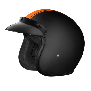 Daytona Cruiser Open Face Motorcycle Helmet Visor & Graphics Orange Pin Stripe in orange
