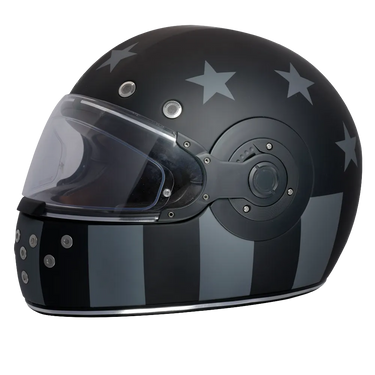 Daytona Retro Full Face Motorcycle Helmet: Vintage Style Captain America Stealth
