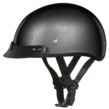 Daytona Skull Cap Half Shell Motorcycle Helmet Beanie Style Gun Metal Grey Metallic in grey