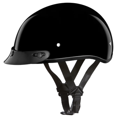 Daytona Skull Cap Half Shell Motorcycle Helmet Beanie Style Hi-Gloss Black in black
