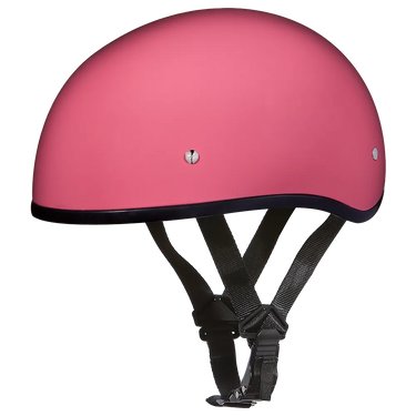 Daytona Skull Cap Half Shell Motorcycle Helmet Beanie Style Hi-Gloss Pink in pink
