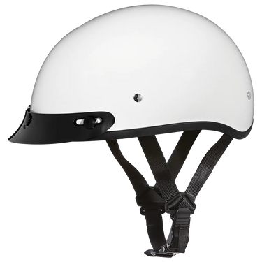 Daytona Skull Cap Half Shell Motorcycle Helmet Beanie Style Hi-Gloss White in white