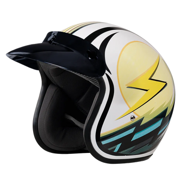 Daytona Cruiser Open Face Motorcycle Helmet - Visor & Graphics - Lightning | DOT Approved