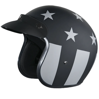 Daytona Cruiser Open Face Motorcycle Helmet - Visor & Graphics - Captain America Stealth | DOT Approved