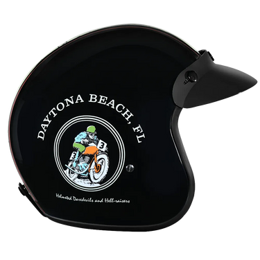 Daytona Cruiser Open Face Motorcycle Helmet - Visor & Graphics - Daytona 30th | DOT Approved