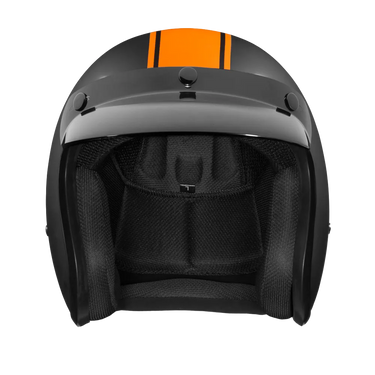 Daytona Cruiser Open Face Motorcycle Helmet - Visor & Graphics - Orange Pin Stripe | DOT Approved