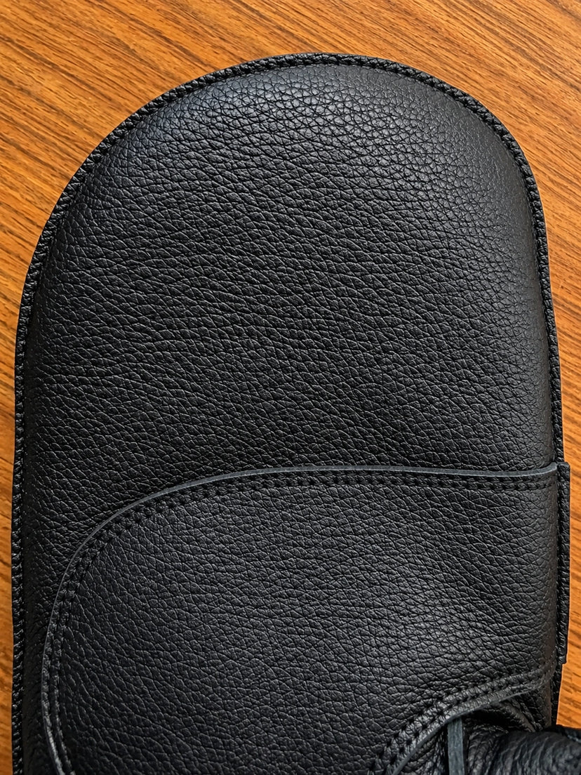 Detail view of the Deerskin Insulated Mittens highlighting its features made in USA