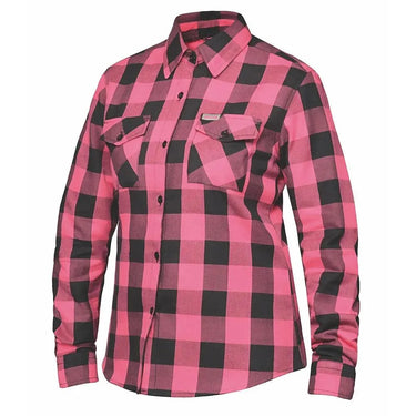 Derringer Womens Black and Pink Flannel Shirt in black flannel, a ladies flannel