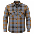 Derringer Plaid Flannel Riding Shirt - Grey/Blue/Orange