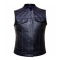 Purple Double Diamond Stitched Womens Club Style Motorcycle Vest