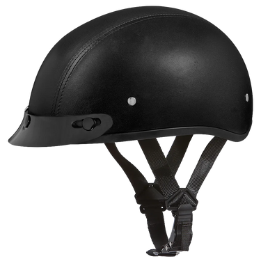 D.O.T. Daytona Skull Cap Leather Covered in leather, a daytona skull cap - leather