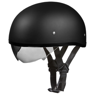 D.O.T. Daytona Skull Cap W/ Inner Shield Dull Black in black, a daytona skull cap - inner shield