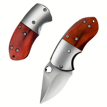 Legendary Fat Boy compact folding pocket knife with stainless steel blade and wood handle shown open