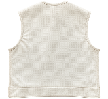 Size: LARGE Lowlife White Perforated Cropped Motorcycle Vest Final Sale Ships Same Day (Copy)