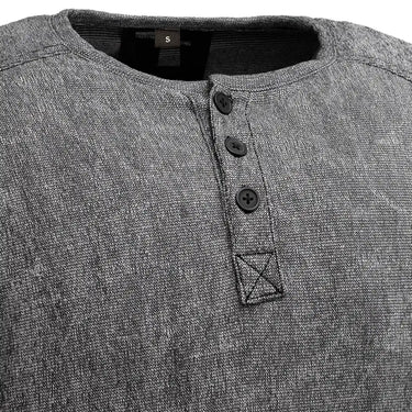 Gator Skin Long Sleeve Cold Weather Base Layer Henley gray collar close-up with button placket and neck label