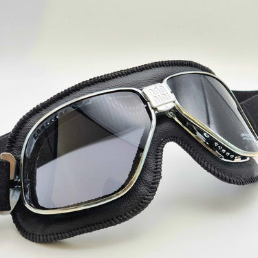 Final Sale: Nannini Rider Motorcycle Goggles – Chrome/Black with Silver Mirror Lens
