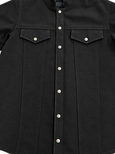 Hillside USA black canvas riding shirt jacket, chest pockets and snap placket