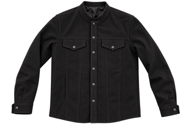Hillside USA black canvas snap-front riding shirt jacket, front view