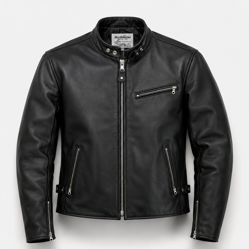 BECK® 732 Northeaster Flying Togs Black Genuine Horsehide Motorcycle Jacket