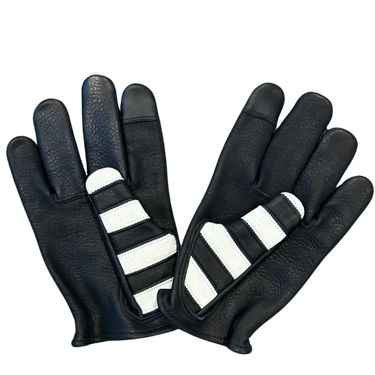 Jail Break Black/White Gloves in black deerskin made in USA, a motorcycle glove — view 3 of 4