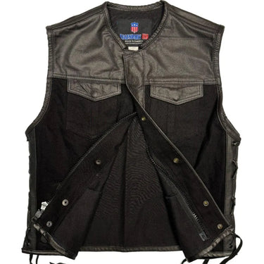 Interior view of Legendary Black Demo vest with inner zipper and mesh lining, Made in USA