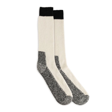 Legendary Black Magic motorcycle boot socks in black and white, USA-made wool blend socks designed for comfort and durability on long rides