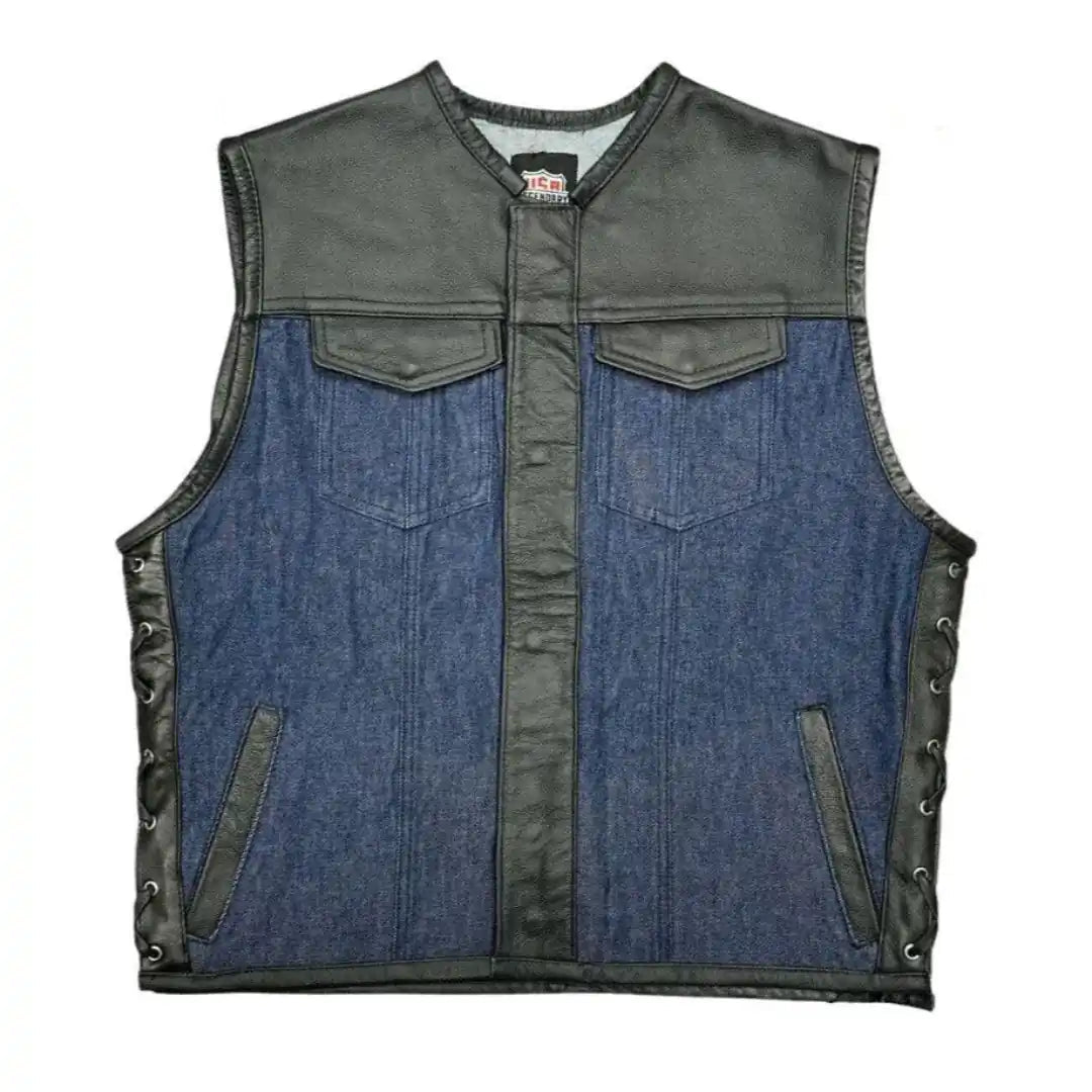 Legendary Blue Demo Denim & Leather Cropped Side Braided Club