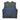 Front view of Legendary Blue Demo Denim & Leather Club Vest with snap closure and dual chest pockets, Made in USA