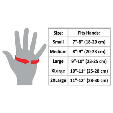 Legendary Deerskin Aramid Lined Short Wrist Touchscreen Gloves sizing chart and hand measurement guide