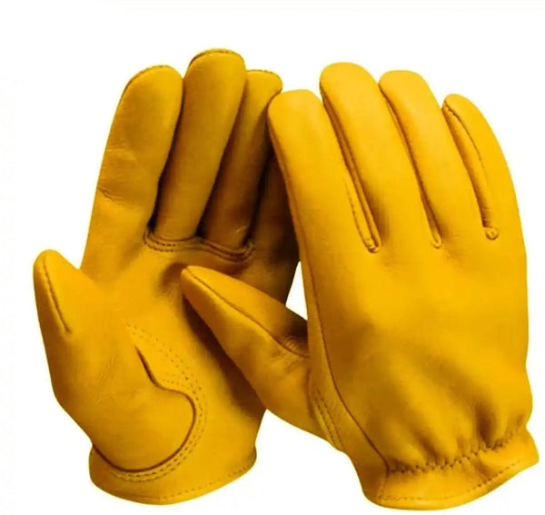 Legendary Gold Deerskin Leather Short Wrist Motorcycle Gloves Made in USA worn while riding motorcycle