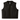 View of Legendary Lowlife Z black cropped leather motorcycle vest with two chest zipper pockets and hand pockets, made in USA