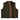 Cropped fitted dark chocolate leather motorcycle vest with snap and zip front closure, made in USA