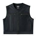 Legendary LowLife Z Perforated Black Cropped Fitted Leather Club Style Motorcycle Vest