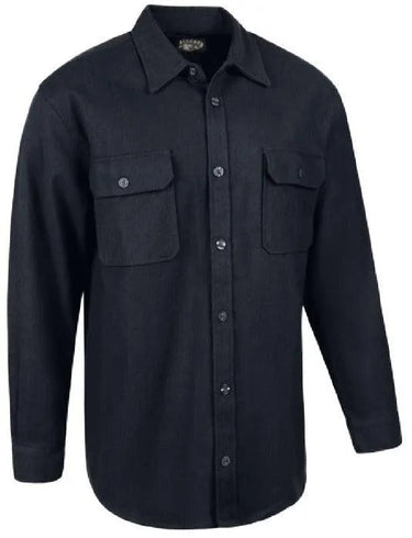 Legendary OG Extra Heavyweight solid black flannel riding shirt with button front and dual chest pockets, made in USA