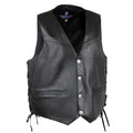 Legendary 'Peacemaker' Men's Leather Motorcycle Vest w/ Buffalo Nickel Snaps