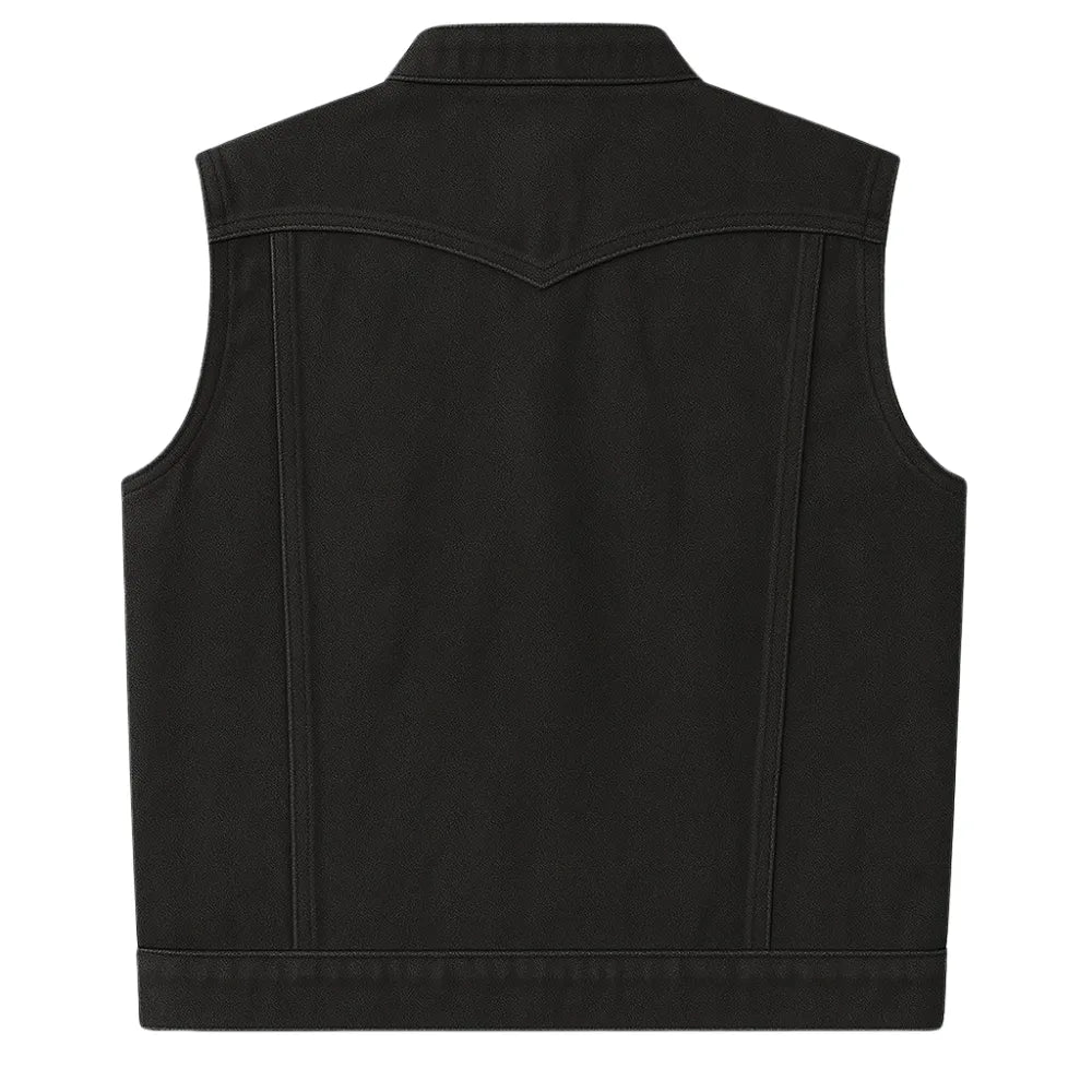 Legendary Revolution Men's Black Denim Motorcycle Vest