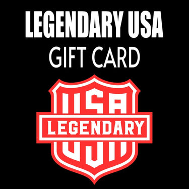 Legendary USA digital gift card featuring the brand logo, ideal for motorcycle enthusiasts and American-made gear lovers