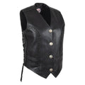 Legendary Vikla Chikla Women’s Leather Braided Motorcycle Vest w/Buffalo Nickel Snaps