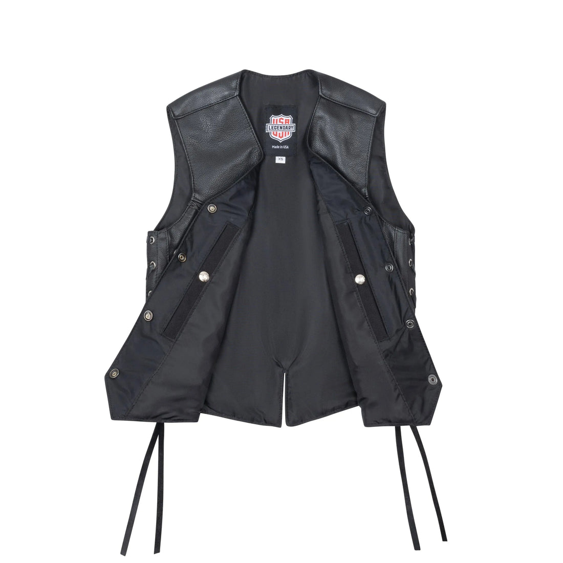 Legendary Vikla Chikla Women’s Leather Braided Motorcycle Vest w/Buffalo Nickel Snaps