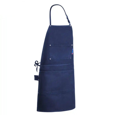 Legendary Work Horse heavy denim apron in indigo blue with adjustable neck strap and utility pockets, made in USA