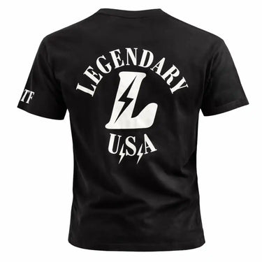 Legendary USA Bolt Logo T-Shirt limited edition black back view with large Legendary USA bolt graphic