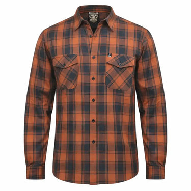 Legendary No Life™ Series Men’s Black & Brown Flannel Shirt Limited Edition front view showing the black flannel design