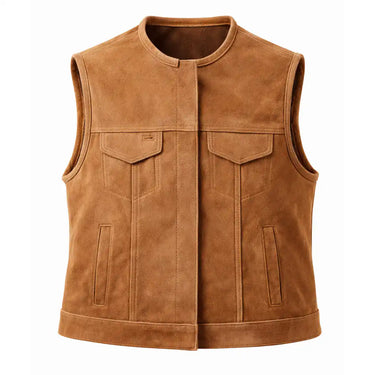 Main view of Women's Legendary Lowlife club style leather motorcycle vest, displayed flat for product detail